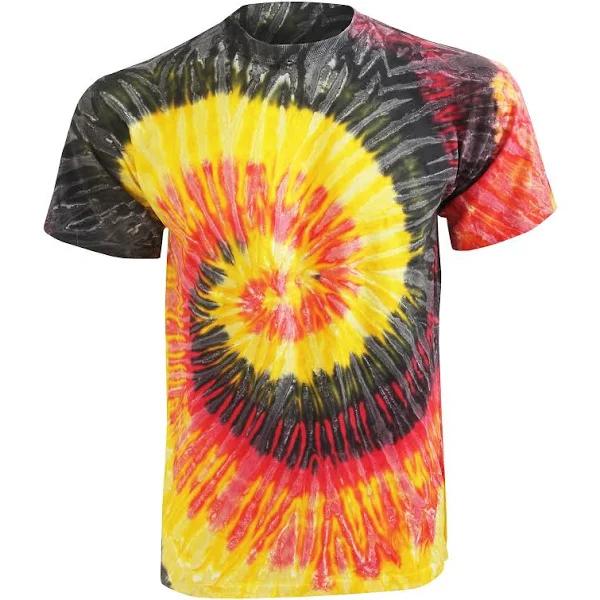 Colortone Womens/Ladies Rainbow Tie-Dye Short Sleeve Heavyweight T-Shirt Blaze XL