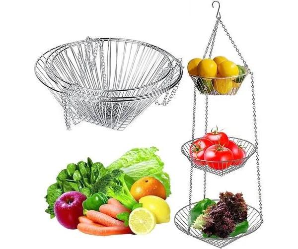 2-Tier Countertop Fruit Basket Bowl , Kitchen Counter Storage Basket Fruits Stand Holder Organizer - AfterPay & zipPay Available