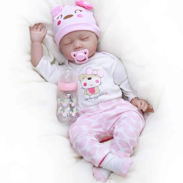 Kaydora Reborn Baby Doll Girl, 22 Inch Soft Weighted Body, Cute Lifelike Handmade Silicone Sleeping Doll