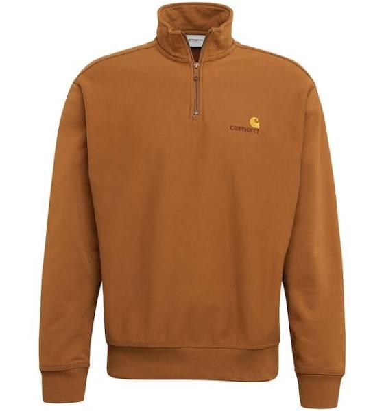 Carhartt-WIP Half Zip American Script Sweatshirt - Dark Cedar Green - Brown / XXL