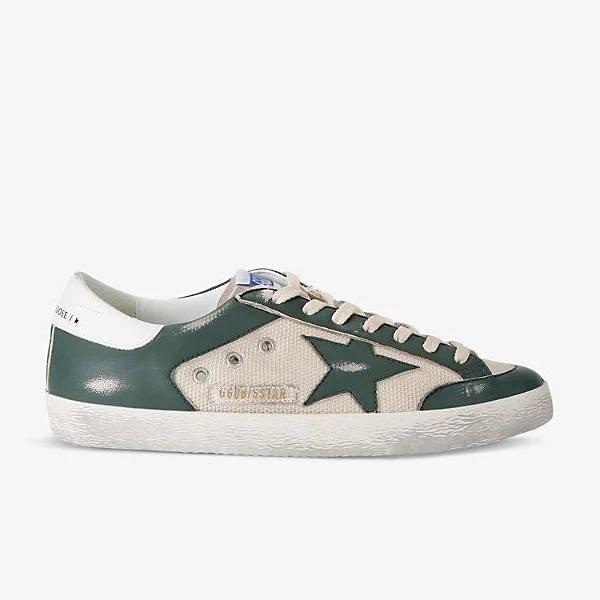 Golden Goose Mens Khaki Super-Star logo-embellished Canvas-Blend Low-top Trainers