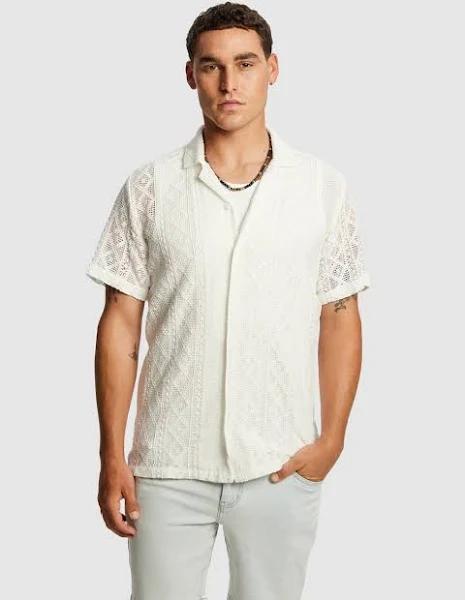 yd. Nereda Crochet Shirt in White 2XL