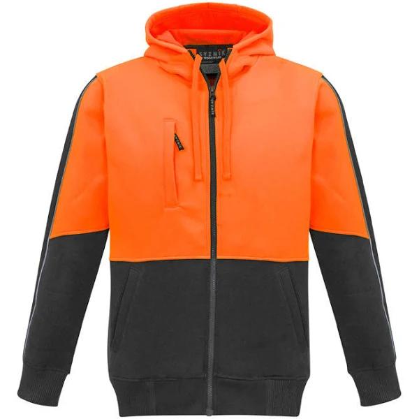 Syzmik Unisex Hi Vis Full Zip Hoodie (ZT485) S / Orange/Charcoal