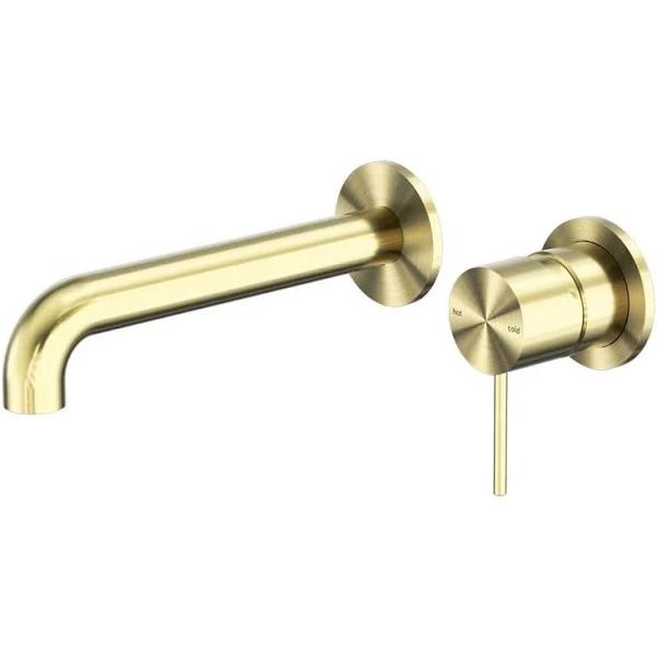 Mecca Wall Basin/Bath Mixer Separate Back Plate 120mm Brushed in Gold by Nero