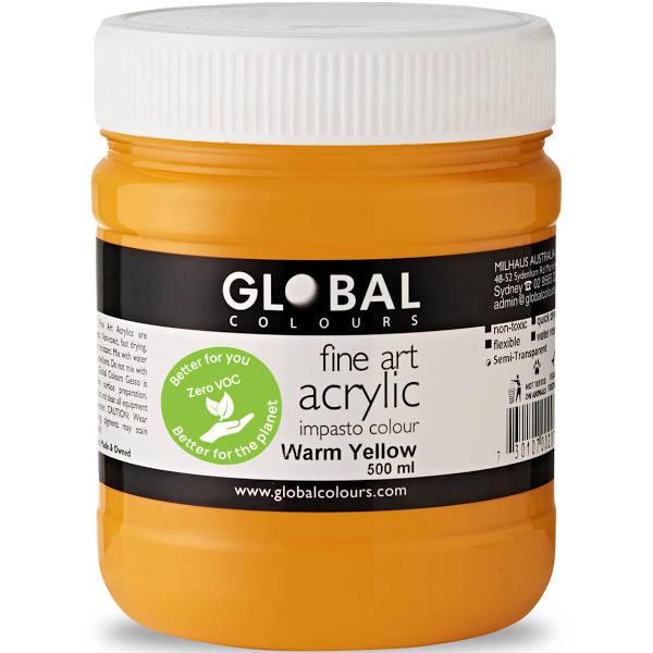 Global Colours Acrylic Paint Zero VOC 500ml Warm Yellow