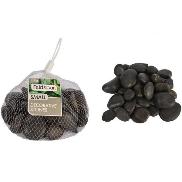 750g Bag of Black Garden Stones Small Size Natural Smooth Shape Decorative Rocks