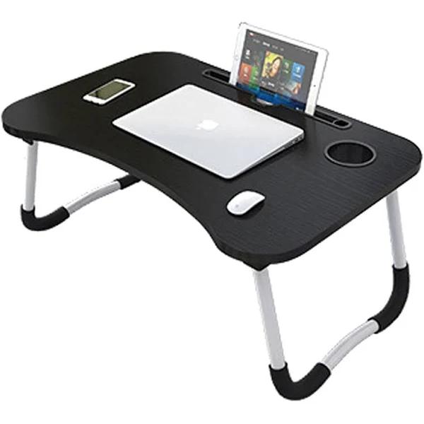 Jr Joyreap Laptop Stand Table Foldable Desk Computer Study Bed Adjustable Portable with Cup Slot (Black)