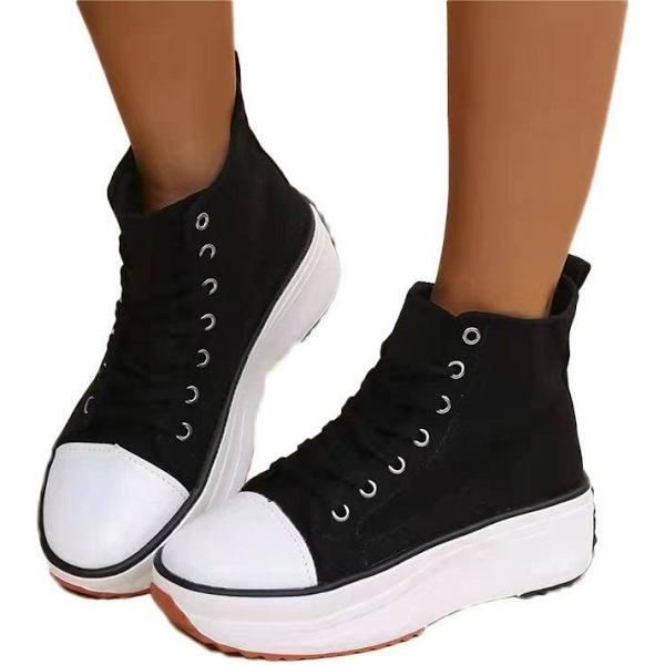 Lookbook Womens High Top Canvas Sneaker Memory Foam Sneakers-Black - 36 - AfterPay & zipPay Available