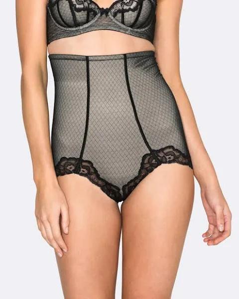 Hush Hush - Women's Black Shapewear - Whisper Firm Control High-Waisted Lace Brief - Size One Size at The Iconic