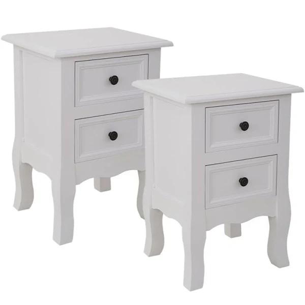 French Bedside Table Nightstand Set of 2 - White