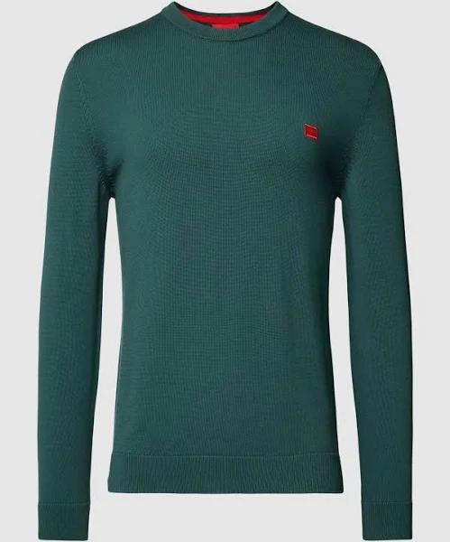 Hugo San Cassius-C1 Crewneck Knitwear in 302 Dark Green, Size L