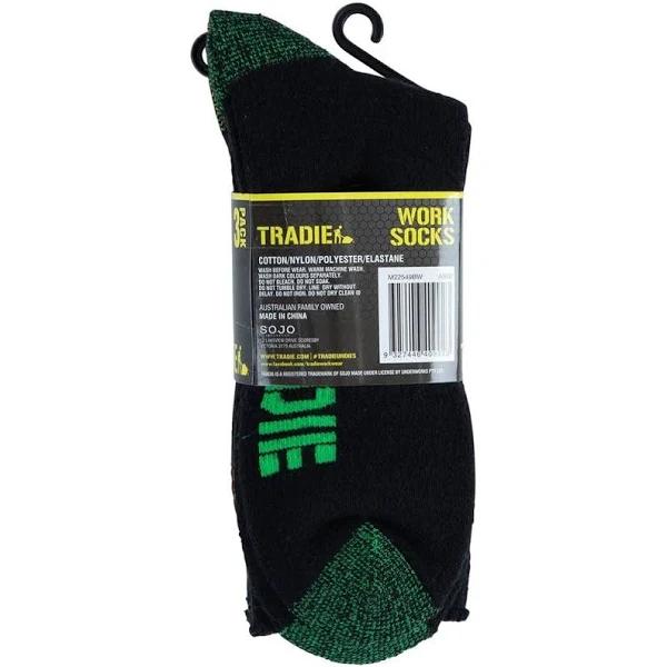 Tradie Sock Cotton Black Fluro Size 11-13 - 3 Pack