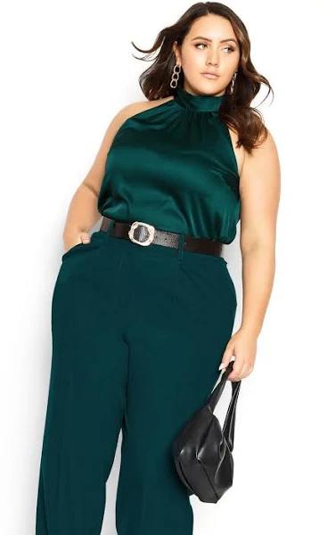 Plus Size Pant Magnetic in Emerald, Size 22 | City Chic