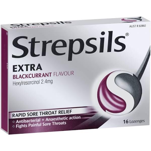 Strepsils Extra Lozenges Blackcurrant 16 Pack