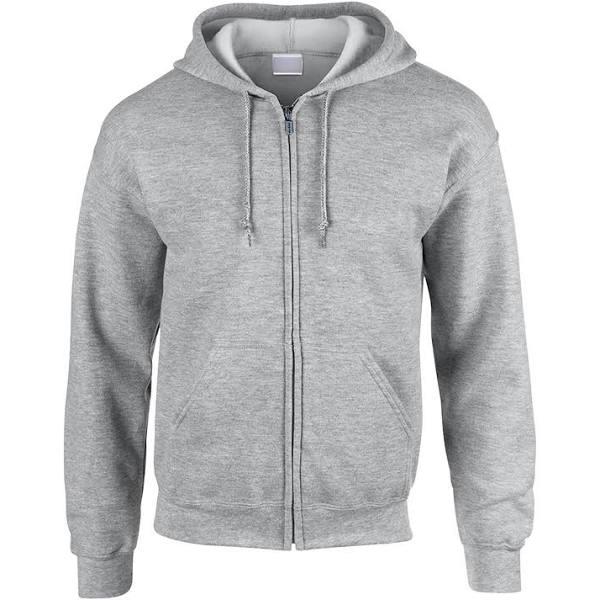 Zip Up Hoodie Heavy Blend Blank Plain Basic Hooded Fleece Sweatshirt Sweater Sport Grey / XL