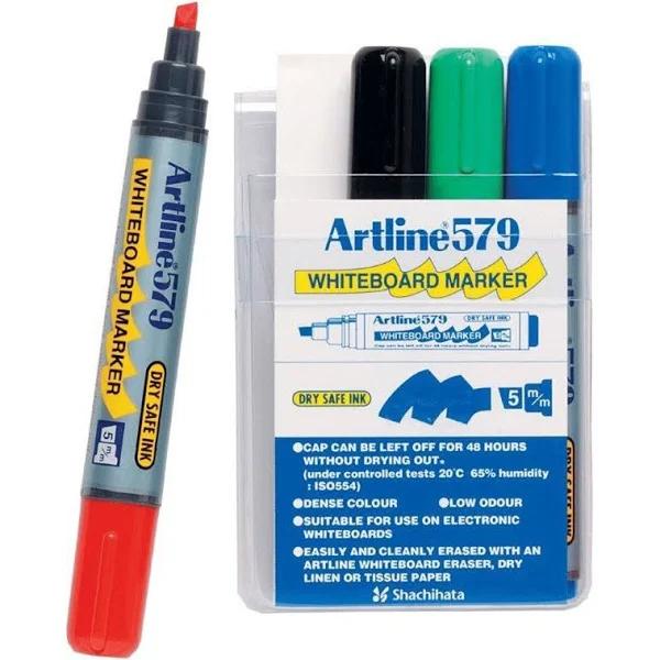 Artline 579 Whiteboard Marker 5mm Chisel Assorted Wallet 4