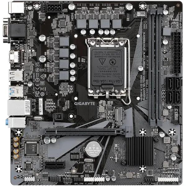 Gigabyte H610M H V2 DDR4 1.0 LGA 1700 mATX Motherboard, 2x DDR4 ~64GB, 1x PCI-E x16, 1x PCI-E x1, 1x M.2, 4x SATA, 2x USB 3.2, 4x USB 2.0