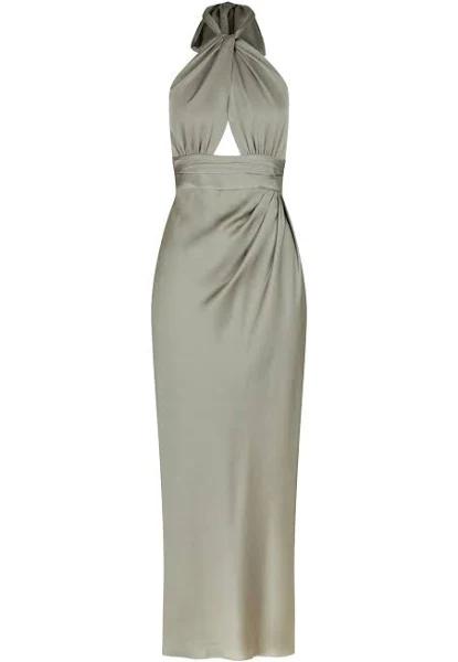 SHONA Joy - Women's Green Midi Dresses - Luxe Gathered Halter Midi Dress - Size 16 at The Iconic