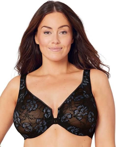 Glamorise Front-Closure Smoothing WonderWire Bra - Black - 14DD Black