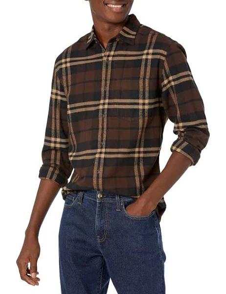 Amazon Essentials Men's Regular-fit Long-Sleeve Plaid Flannel Shirt