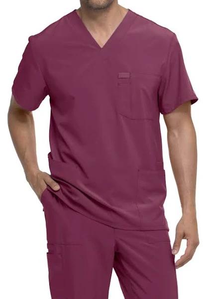 Dickies EDS Essentials Men's V-Neck Scrub Top - 2x - Wine