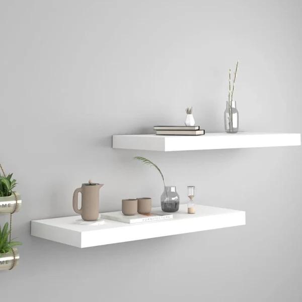 Floating Wall Shelves 2 Pcs White 60x23.5x3.8 cm MDF