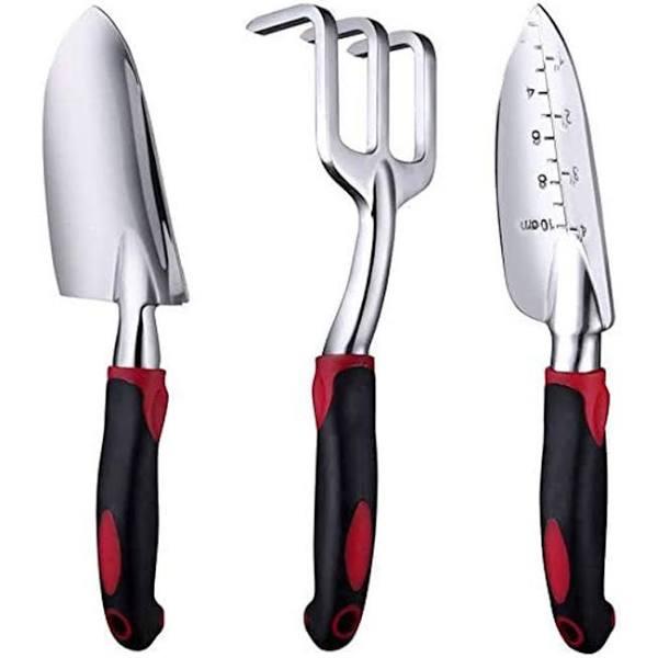 Bestier 3pcs Heavy Duty Gardening Tools Cast Aluminum With Soft Rubberized Non-slip Handle Garden Tools Set -Red - AfterPay & zipPay Available