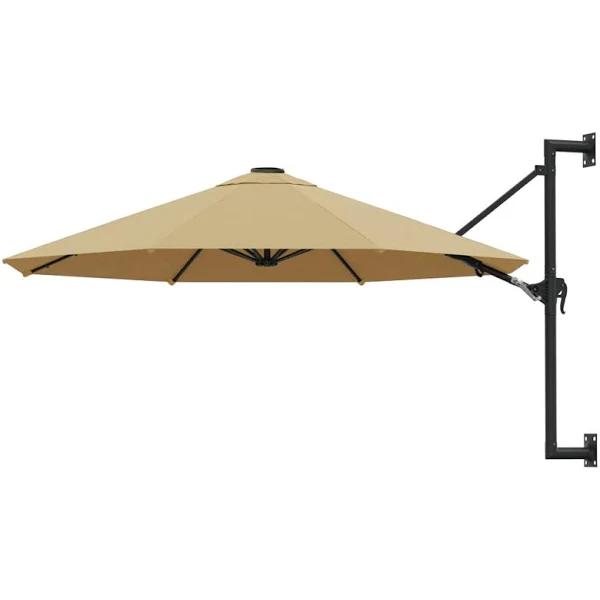 vidaXL - Wall-mounted Parasol with Metal Pole - Taupe - 300 cm