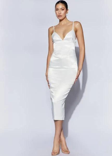 Brie Corset Midi Dress | White | MESHKI | Size S | AfterPay Available