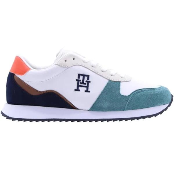 Tommy Hilfiger Colour Block Leather Runner Sneakers in White