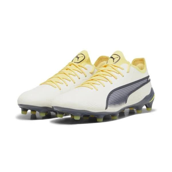 Puma King Ultimate FG/AG Firm Ground Soccer Cleat Alpine Snow/Asphalt/Yellow Blaze - Size 4