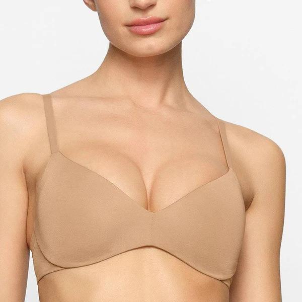 SKIMS Push-up Plunge Bra | Ochre | Medium Neutral | Wireless Form | 42C | Women's