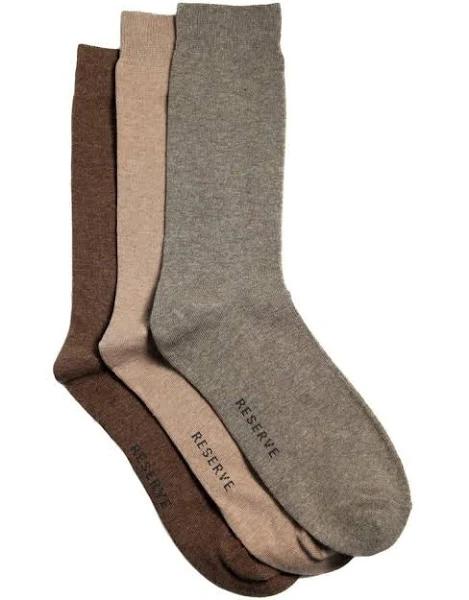 Reserve Organic Comfort Socks 3 Pack in Brown MarleS Brown Regular