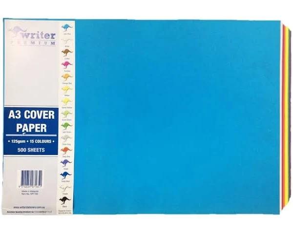 Writer Cover Paper A3 125gsm 15 Colours Assorted