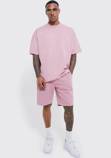 Mens Mauve Oversized Limited Premium Short Set