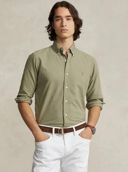 Polo Ralph Lauren Classic Fit Garment-Dyed Oxford Shirt in Green S