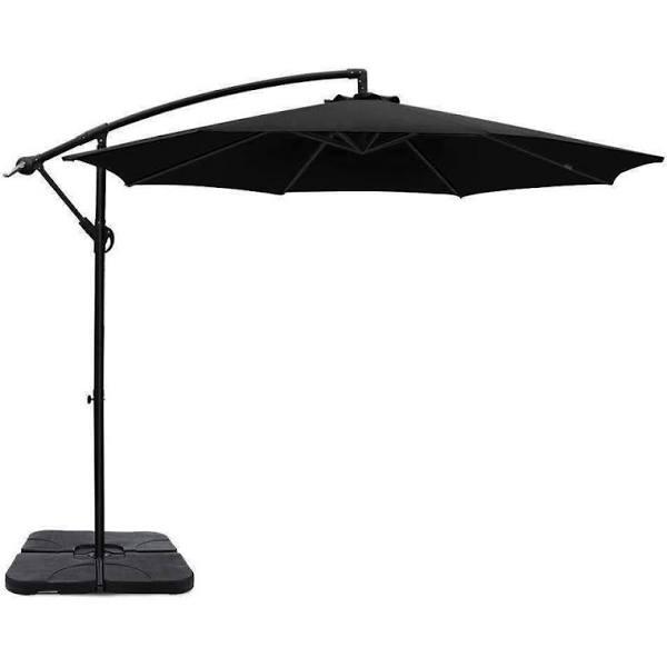 3M Umbrella With 50x50cm Base Outdoor Umbrellas Cantilever Sun Stand UV Garden Black