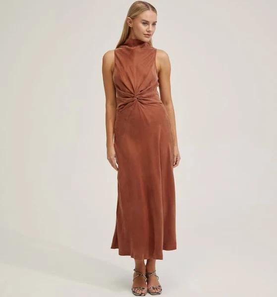 Oxford Camilla Cupro Blend Dress in Spice Brown 6