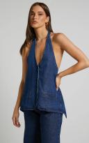 Lioness Hills Halter Dark Denim, XS