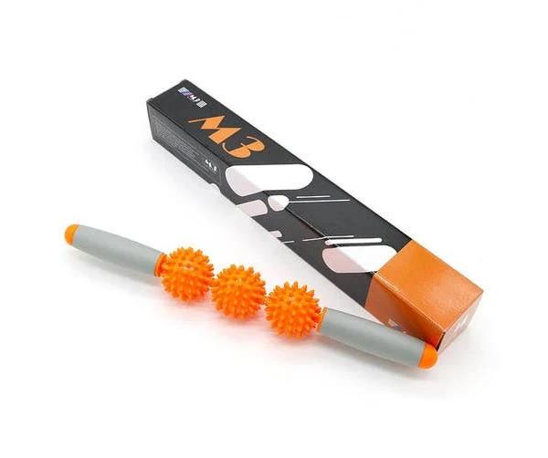 TopYoga 3 Balls Trigger Point Muscle Massage Stick Spikey Therapy Roller (Orange)