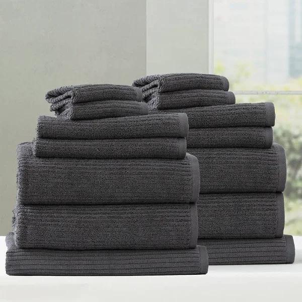 Renee Taylor Cobblestone 650 GSM Ribbed Towel Set Platinum