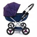 Bayer Cosy Doll Pram - Dark Blue With Pink Hearts