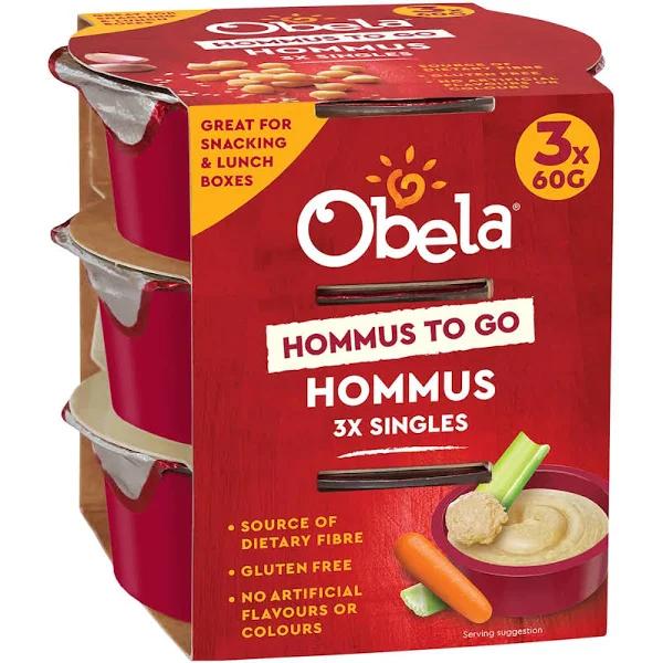 Obela Smooth Classic Hommus To Go Singles 60g X3 Pack