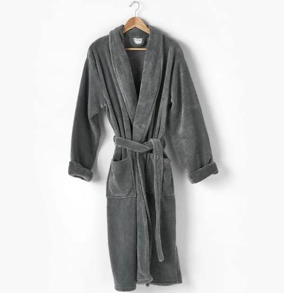 Linen House Plush Bath Robe in Charcoal Bathrobe