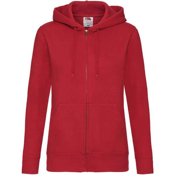 Fruit of The Loom Ladies Lady-Fit Hooded Sweatshirt Jacket Red XS