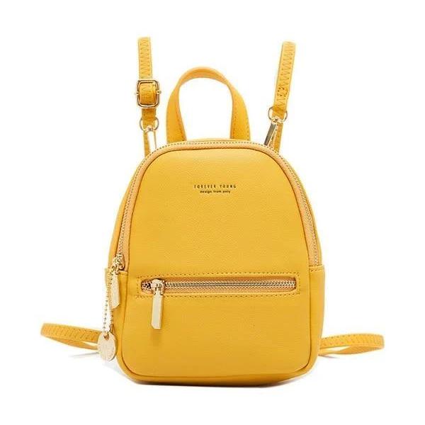 Mini Soft Touch Faux Leather Backpack, Yellow