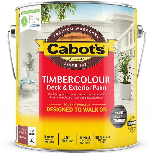 Cabot's Timbercolour Deck & Exterior Paint Indian Red 4L