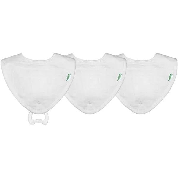 Muslin Stay-Dry Teether Bibs Made from Organic Cotton (3pk) White