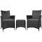 Gardeon 3pc Bistro Wicker Outdoor Furniture Set Black