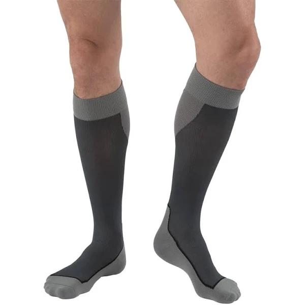 JOBST Sport Knee High 15-20 mmHg Compression Socks, Black/Grey, Small